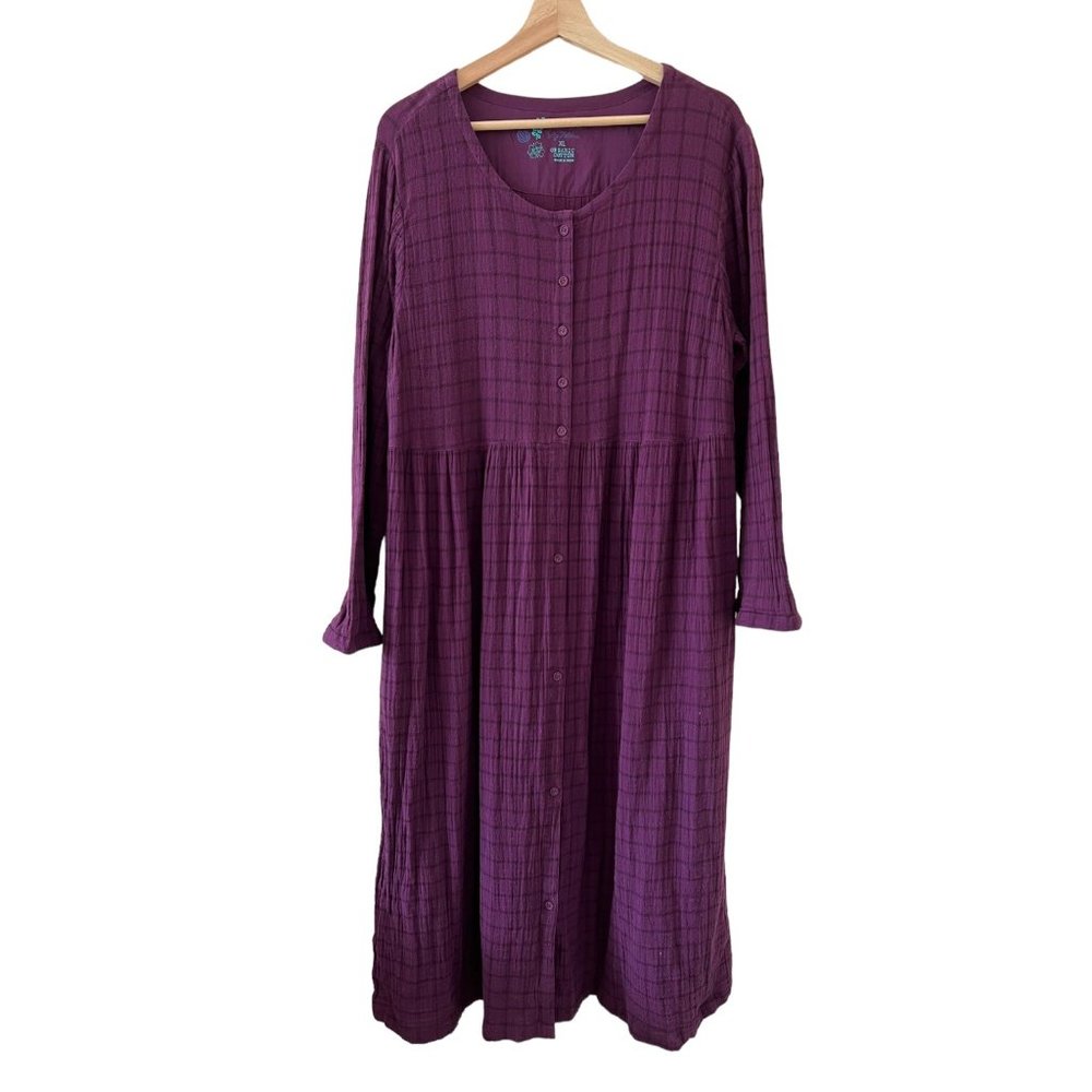 Gudrun Sjoden Plum Purple Button-Front Midi Dress